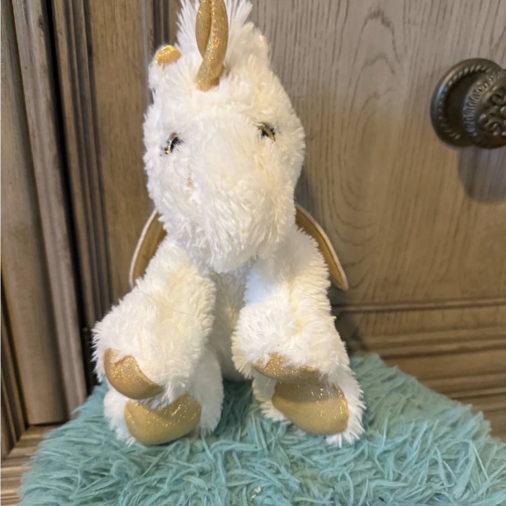 “No Tag”White and Gold Unicorn Plush Toy